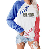 Boy Mama Boy Mama Letter Print Loose Long Sleeve Sweater