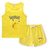 Children Pokemon Pikachu Tshirts & Shorts Casual Sports Sweat-Absorbent Suit Neutral