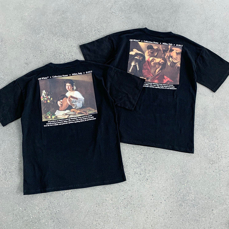Off White T Shirts 21fw Caravaggio Black Oil Painting