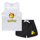 Children Pokemon Pikachu Tshirts & Shorts Casual Sports Sweat-Absorbent Suit Neutral