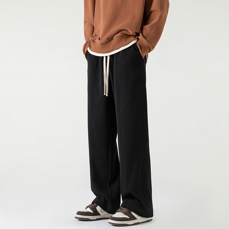 Men Sweatpants Side Pattern Sports Wide Legs Loose Casual