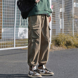 Men Cargo Pants Retro Loose-Fitting Wide-Leg Trousers