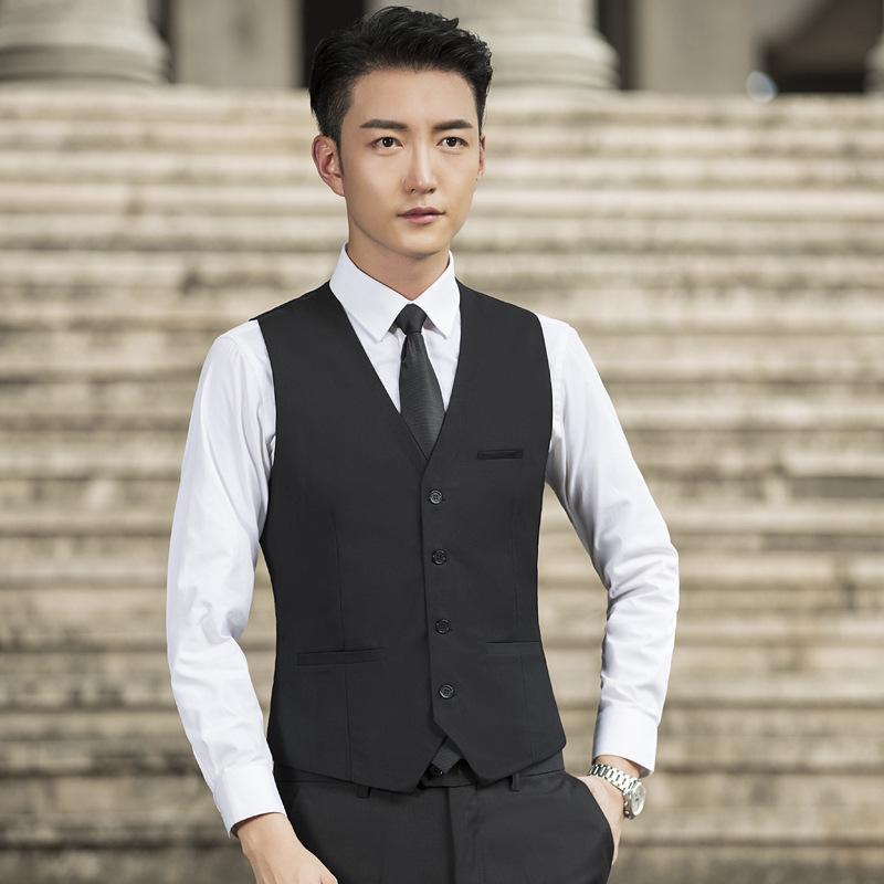 Men's Dress Vests Men's Vest Casual Jacket Business Waistcoat Solid Color Casual Suit Vest Men