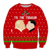 Black Christmas Sweater Christmas round Neck Sweater Casual Funny Santa Claus