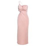 Music Festivals Rave Outfits Dress Spring/Summer Sexy Backless Spaghetti Straps Slim-Fit Oblique Shoulder Hollow Dress