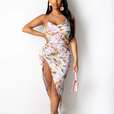 Women Summer Dresses Midi Dress  Women's Sexy Print Suspender Dress