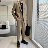 Double Brewed Seersucker Suit Spring Leisure Suits for Men Double Breasted Suit