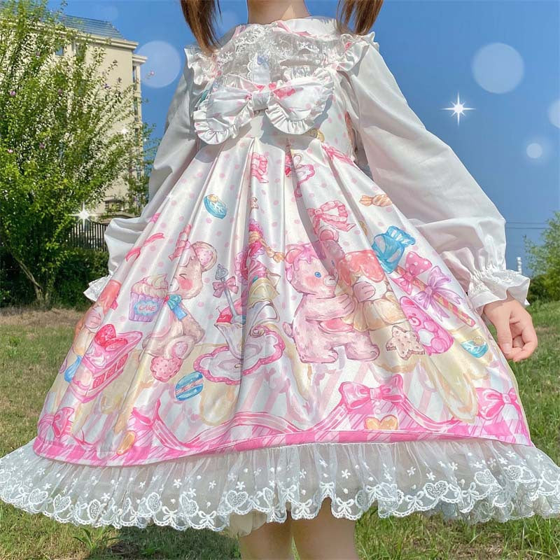 Gothic Lolita Harajuku Style Clothing Cream Party Cute Suspenders JSK Dress