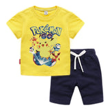 Children Pokemon Pikachu Tshirts & Shorts Cotton Short Sleeve Shorts Two Pieces Neutral