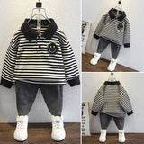 Toddler Boys Sweater Boy's Hoody Spring Striped Polo Shirt Baby