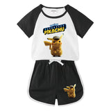 Children Pokemon Pikachu Tshirts & Shorts Short-Sleeved T-shirt Shorts Casual Sports Two-Piece Neutral
