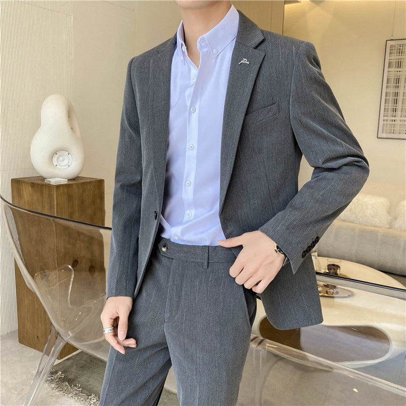 Seersucker Suit Slim Fit Men's Suit Set