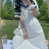 Gothic Lolita Harajuku Style Clothing College Style Girl Sailor Collar Sailor Suit Gathers Short Sleeve Dress