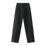 Men Suit Pants Loose Straight Mid-Waist Drape Casual