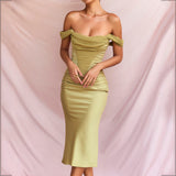 Bella Hadid Dress Sexy Chiffon Sheath Strapless Dress Fishtail Dress