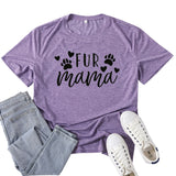 Boy Mama T Shirts Fur Mama Letter Print Short-Sleeve T-shirt