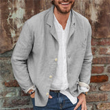 Mens Linen Suits Spring and Autumn Leisure Cotton Linen Loose Suit Jacket