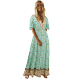 Beth Dutton Bohemian Dress Summer Spring Midi Dresses Short Sleeve V-neck Floral Dress