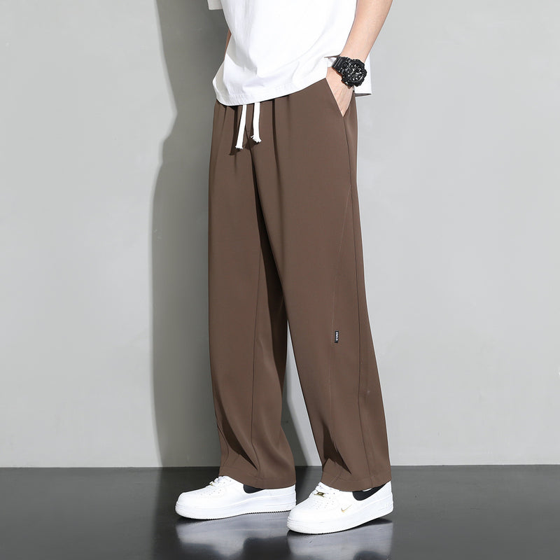 Men Sweatpants Loose Trousers Draping Simple Ice Silk Leisure