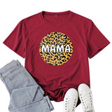Boy Mama T Shirt Leopard Mama Pattern Printed T-shirt