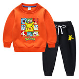 Children Pokemon Pikachu Hoodie & Pant Set Fleece Lined Padded Warm Keeping Winter Clothes Sweatershirt Suit