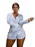 Women Plus Size One-Piece Clothes Summer Printed Sexy Home Jumpsuit