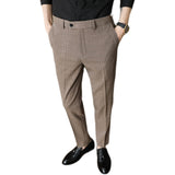 Men Trousers Men's Small Plaid Casual Pants