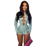 Kesha Black Dress Women's Sexy Slim-Fit See-through Hollow Mesh Jumpsuit