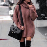 Sweater Dress Outfit With Tights 2 Pieces Set Autumn and Winter Mid-Length Knitted Pullover Long Sleeve Dress