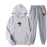 Black Rose Hoodie Men's and Women's Sports Sweater Pants Two-Piece Set