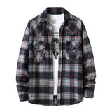Mens Flannel Jacket Autumn Vintage Flannel Plaid Shirt Men Coat Shirt