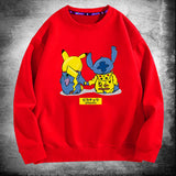 Men and Women Pokemon Pikachu Hoodie Pikachu Joint Name Stitch Back Shadow Crew Neck Pullover Sweatshirt