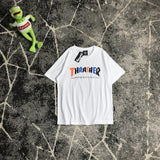 Thrasher T Shirt Summer Fashion Flame Rainbow Letter Print T-shirt Loose Couple