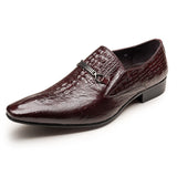 Indo Western Shoes Crocodile Pattern Men Slip on Leather Shoes