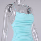 Bella Hadid Dress Sexy Backless Tight Pleated Suspender Dress