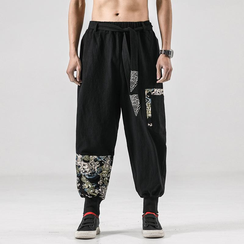 Linen Pants Straight Leg Pants Drawstring Lightweight Elastic Beach Pants Autumn Men's Loose Casual Pants