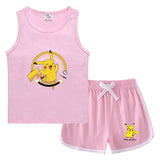 Children Pokemon Pikachu Tshirts & Shorts Casual Sports Sweat-Absorbent Suit Neutral