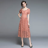 Prom Dresses French Retro Court Lace Dress Teenage Girl Fairy Two-Way Waist-Tight Off-Shoulder Dress