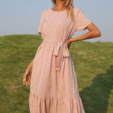 Beth Dutton Bohemian Dress Summer Spring Midi Dresses Summer Floral Backless round Neck Short Sleeve Sexy Dress