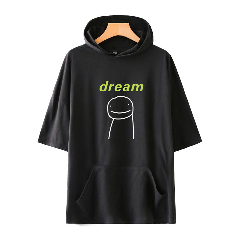 Dreamwastaken Novelty Hoodies Dream Merch Shirt Loose Print Fashion Loose Hooded T-shirt Short Sleeve Top