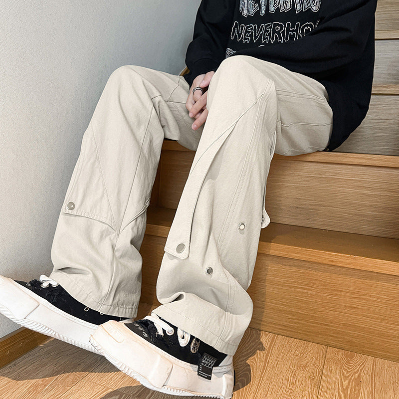 Men Cargo Pants Men's Overalls Casual Pants Straight-Leg Pants