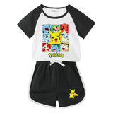 Children Pokemon Pikachu Tshirts & Shorts Short-Sleeved T-shirt Shorts Casual Sports Two-Piece Neutral