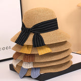 Straw Hat Dome Sunhat Summer Hat French Elegant Wide Brim Bucket Hat