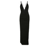 Music Festivals Rave Outfits Dress Sexy Backless Low-Cut V-neck Hip Dress