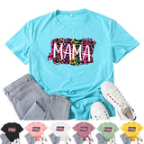 Boy Mama T Shirts Color Leopard Mama Printed T-shirt