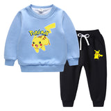 Children Pokemon Pikachu Hoodie & Pant Set Fleece Lined Padded Warm Keeping Winter Clothes Sweatershirt Suit