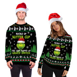 Black Christmas Sweater Christmas Print Couple Outfit Casual Pullover