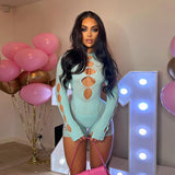 Kesha Black Dress Women's Sexy Slim-Fit See-through Hollow Mesh Jumpsuit