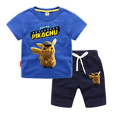 Children Pokemon Pikachu Tshirts & Shorts Cotton Short Sleeve Shorts Two Pieces Neutral