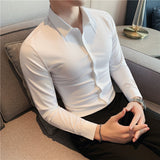 Men's Shirts Fall Stretch Sweater Business Casual Slim-Fitting Long Sleeve Shirt